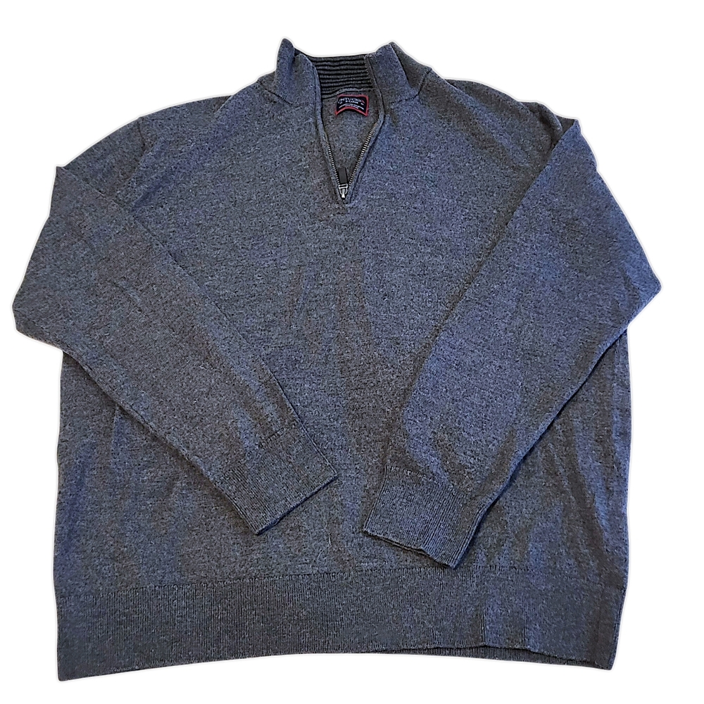 Untuckit Men's Size XL Gray Half-Zip Sweater-100% Extra Fine Merino Wool